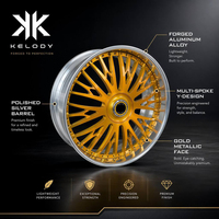 Jantes en alliage d'aluminium KELODY VIP de luxe, forgées, design maille dorée, finition argent brossé, 19-24 pouces, 5x112/120, concaves profondes, personnalisées