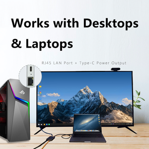 1 ใน 2 ดูอัล RJ45 กิกะบิตอีเธอร์เน็ตประเภท C ตัวแยกสัญญาณอลูมิเนียมอัลลอยด์แบบพกพาแบบพลักแอนด์เพลย์สำหรับพีซีโน้ตบุ๊คสำหรับใช้ในสำนักงาน - Product Image 3