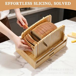 Boîte à pain en bambou avec porte-couteau, planche à découper et bac à miettes, organiseur de rangement pour la cuisine - Product Image 4