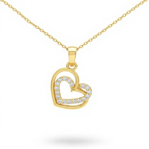 Collier pendentif en forme de cœur avec diamant, à porter au quotidien, bijoux fins romantiques pour femmes, diamant naturel et cultivé en laboratoire - Product Image 1