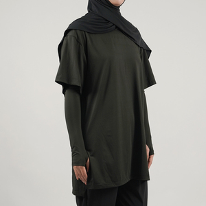 Hauts d'entraînement amples à manches longues pour femmes, respirants, légers, écologiques, grandes tailles, modestes, sportifs, musulmans, personnalisés OEM, tendance - Product Image 2