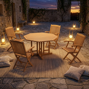 Modern Wood <b>Outdoor</b> <b>Folding</b> Dining <b>Table</b> and Chair Set for Garden Use Indonesia Furniture - Product Image 1