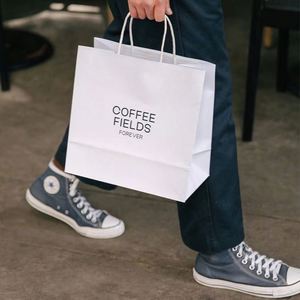High Quality Hot Selling Coffee Paper <b>Bags</b> Handles Kraft Food Grade Offset Printing Recyclable Salad Sushi Shopping <b>Bags</b> - Product Image 1