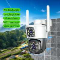 Caméra de sécurité extérieure à double objectif avec liaison 360° °   Caméra panoramique PTZ avec vision nocturne couleur, audio bidirectionnel, TUYA