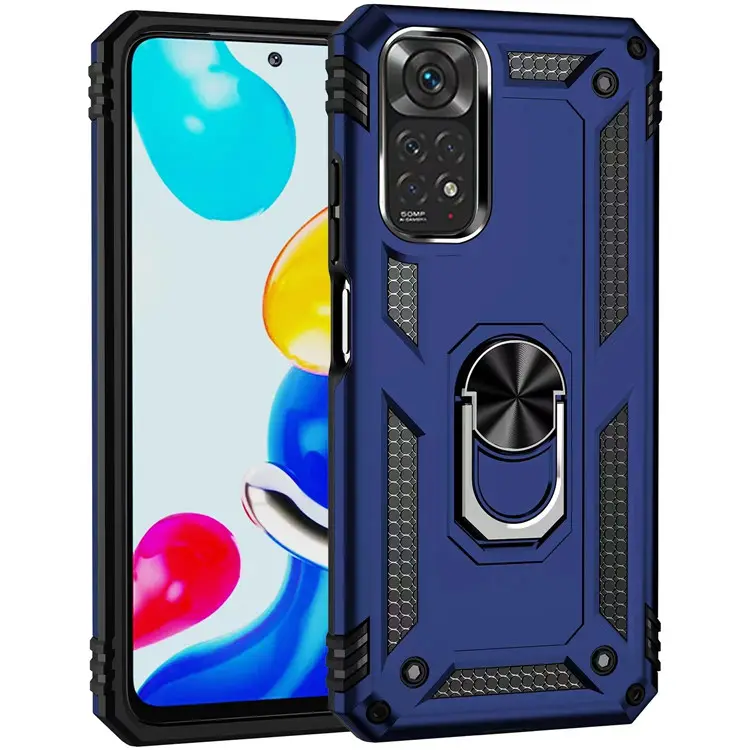 New Armor 2 IN 1 Phone Case Metal Ring Kickstand Phone Cover Shockproof Cell Phone cover For Redmi Note 11 11S 11E 10A 10C