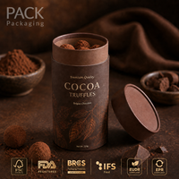 Emballage en tube de papier chocolaté de qualité alimentaire personnalisé, boîte cylindrique de luxe pour truffes, bonbons, emballage cadeau