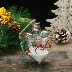 Décoration de Noël SHUANGYUAN, <span class=keywords><strong>boules</strong></span> de décoration d'arbre suspendues en forme de cœur, matériau PET transparent, éclairage LED - Product Image 6