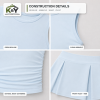 Ensemble de tennis décontracté pour femmes, débardeur sans manches et jupe plissée en nylon et élasthanne, vêtements de sport pour la vente en gros