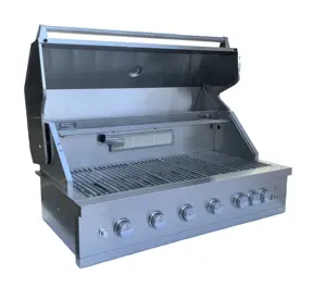 Acciaio inox resistente alle intemperie costruito In cucina isola 6 bruciatore a Gas barbecue Grill con LED e rosticceria per la cottura esterna