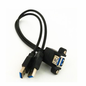 <span class=keywords><strong>Dual</strong></span> USB 3,0 Frontal a Hembra Montaje en Panel a Doble USB AF 2 Tipo a <span class=keywords><strong>Cable</strong></span> de Extensión Macho con Tornillo de Bloqueo 2025 Nuevo 50cm - Product Image 1