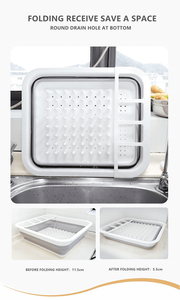 Chất Lượng Cao 100% PP Tươi + TPR Làm Có Thể Gập Lại Giá Phơi Bát Vuông Có Thể Gập Lại Lưu Trữ Đĩa Thoát Nước Tùy Chỉnh Màu Sắc - Product Image 5