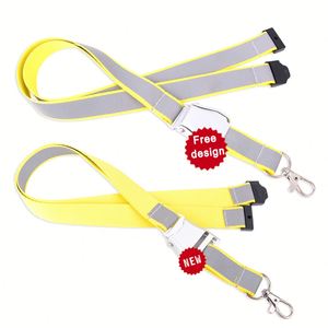 <b>Polyester</b> <b>Lanyard</b> With Reflective <b>Lanyard</b> Custom Imprinted Logo Light Reflection - Product Image 1