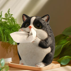European-style Tissue Box Dispenser Ornamental Tissue Box with <strong>Cat</strong> Design Cute Resin Tissue Box Holder with <strong>Cat</strong> <strong>Figurine</strong> - Product Image 3