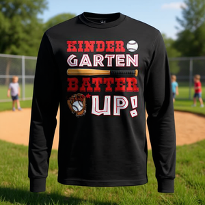 Kindergarten Batter <b>Up</b> Baseball Long Sleeve T-Shirt <b>Boys</b> Back To School - Product Image 3