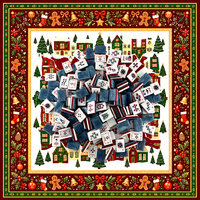 Ensemble de Mahjong Américain de Noël avec 166 tuiles en acrylique et tapis de Mahjong imprimé Village de Noël – Cadeau de Noël pour elle