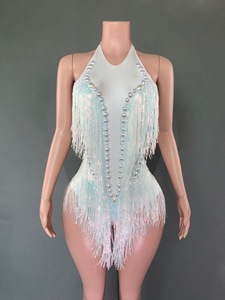 Costume da Ballo con Strass Scintillanti, Paillettes Elastiche, Tuta Fluida, Costume per Spettacoli sul Palco - Product Image 5