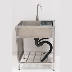 Lavello <span class=keywords><strong>cucina</strong></span> con rubinetto circolare acqua calda e fredda tubo di ingresso vasca lavanderia in acciaio inossidabile con mensola - Product Image 6