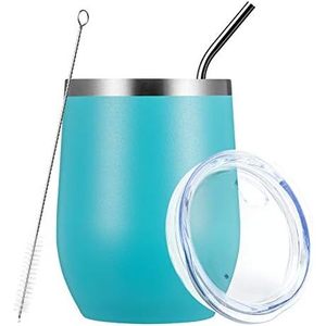 12oz Stainless Steel Wine Tumbler with Lid and Straw, <b>Double</b> <b>Wall</b> Vacuum Insulated Stemless Wine Glass Tumbler Cup, Coffee <b>Mug</b> - Product Image 1