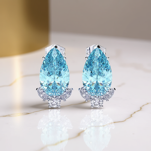 Boucles d'oreilles élégantes en topaze, argent 925, forme goutte d'eau, sertissage griffe, bijoux de mariage classiques pour femme - Product Image 2