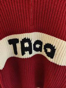 เสื้อสเวตเตอร์ถักซิปสั้นลำลองทรงหนาสไตล์วินเทจเบอร์กันดีพร้อมโลโก้ด้านหน้า - Product Image 5