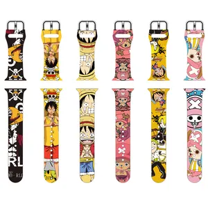 Banda de reloj de silicona con estampado de dibujos animados de anime One Piece luffy adecuada para Apple Watch Band iWatch8