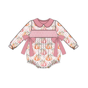 Diseño de Halloween <span class=keywords><strong>Peter</strong></span> Pan Tie Bow Smocked Baby Girl Ropa Baby Bubble Mamelucos - Product Image 4