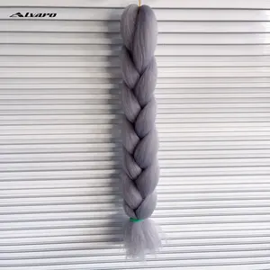 High quality Low price Beauty Hair extensions Synthetic fiber braiding 100g 24inch length Grey color Dyed Ultra Hair braids