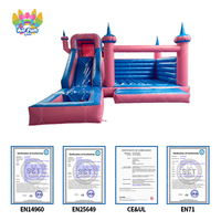 Château gonflable rose AirFunPro en PVC, modèle animal de dessin animé, trampoline gonflable facile à monter pour 10 personnes, vente en gros
