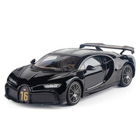 1:18 Bugatti modèle de voiture de sport en alliage de métal jouets moulés sous pression pour adultes garçons effets sonores et lumineux Collection de direction de roue avant