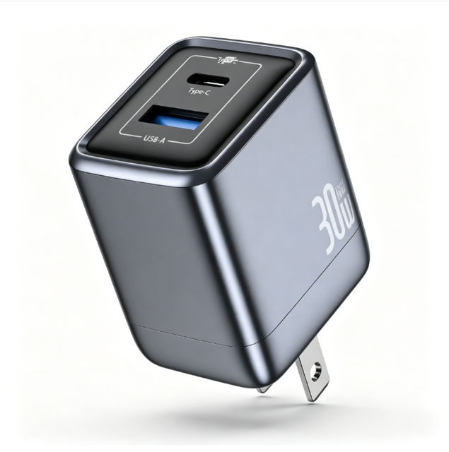 Mini 30W PD Fast Charger USB-A+Type-C Dual Port US Plug USB C Wall Charger 5V3A Travel Power Adapter for iPhone Android Phone