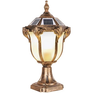 โคมไฟเสาโซลาร์เซลล์ LED สำหรับภายนอกอาคาร IP65 แสงสีขาวนวล 2700K  ฝาครอบอะคริลิค ขั้วหลอด E27 ตัวโคมสีบรอนซ์ ใช้งานได้ 50000 ชั่วโมง Ra80 รับประกัน 10 ปี - Product Image 2