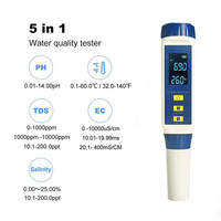 Détecteur d'eau d'usine numérique 5 en 1 TDS EC Salinité TEMP PH Mètres Testeur de qualité de l'eau Stylo pour aquariums Hydroponie