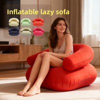 Canapé gonflable portable d'intérieur en PVC floqué gaufré, léger (716g), avec accoudoir en U, 77*74*58cm