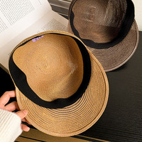 Sombreros de Paja Personalizados al por Mayor, Estilo Panamá, Parte Superior Plana, Protección Solar para Verano, Playa y Aire Libre, para Mujer