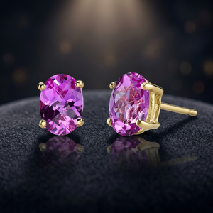 Pendientes de Aro de Plata de Ley 925 Hechos a Mano de Alta Calidad, Chapados en Plata con Amatista Tallada y Diamantes, Regalo de Compromiso Moderno para Mujer - Product Image 3