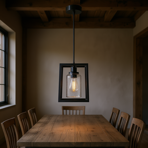 โคมไฟเพดานแก้วเม็ดดำแบบ 1 ดวง สไตล์อินดัสเทรียล ฟาร์มเฮาส์ ขนาดเล็ก เหมาะสำหรับห้องรับประทานอาหาร - Product Image 2