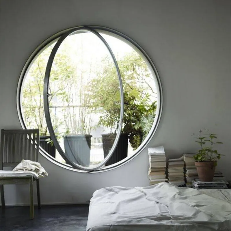 Alucasa-Marco de ventana de aluminio, vidrio fijo pivotante de fabricación China, tamaño grande, ventana redonda