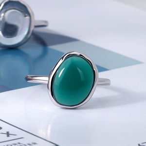 Минималистичное кольцо из натурального агата с неровной плоской подошвой, красно-зеленое, для ранней зимы - Product Image 5