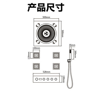 Ensemble de douche de salle de bain intelligent à affichage numérique tout en cuivre, avec pomme de douche encastrée chaude et froide pour usage domestique - Product Image 6