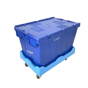 Tái sử dụng di chuyển hộp nestable Thùng nhựa với khóa nắp lưu trữ container Tote Thùng