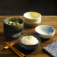 Vente en gros de bols japonais en céramique pour desserts/soupes/riz, vaisselle de restaurant, bols ronds pour salades et en-cas, bols pour sauce soja
