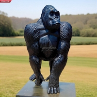 Statue de gorille en Bronze taille réelle, Sculpture de singe en plein air, jardin