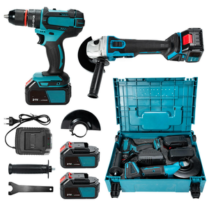 Vente directe usine – Kits combinés perceuse à percussion et meuleuse d'angle portables 21 V, deux-en-un, sans fil, sans balais, avec boîte à outils - Product Image 1