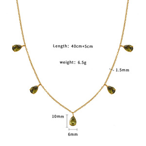 European American Style Gold Chain Necklace With Water Drop Zircon Pendant For Party Fashion Jewelry - Product Image 4