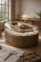 Vitrine de présentation de bijoux en bois, métal et verre avec éclairage LED, OEM ODM, distributeur en gros pour projets de vente au détail
