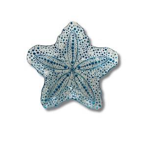 Piatto a Stella in Vetro Blu 30cm con Design a Conchiglia per Decorazione Tavola Festa - Product Image 1