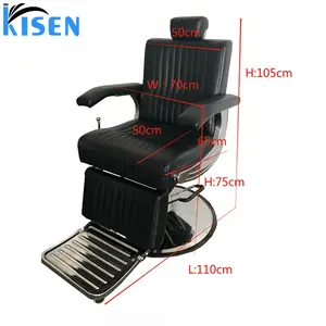 Kisen 2024 Hot Sale Salon Furniture Hydraulic Barber Chair Stainless Steel Base And manually Adjustable Height Made In China