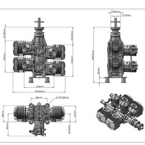 Original DLE 122cc T4 Gasoline Engine Four-cylinder Two-stroke Side Exhaust Natural Air Cooling 12HP/7500rpm NGK CM6 <b>Spark</b> <b>Plug</b> - Product Image 3