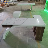 Petit bureau de direction en forme de L avec tiroirs verrouillables, bureau de direction de luxe avec plateau en marbre, table de bureau de direction
