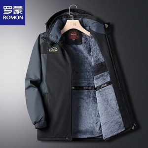 Giacca Bomber ROMON di Alta Gamma per <span class=keywords><strong>Uomo</strong></span>, Primavera Autunno Inverno, Foderata in Pile, Calda Imbottitura in Cotone, Streetwear con Motivo a Cuori, <span class=keywords><strong>Cappotto</strong></span> da Papà - Product Image 3